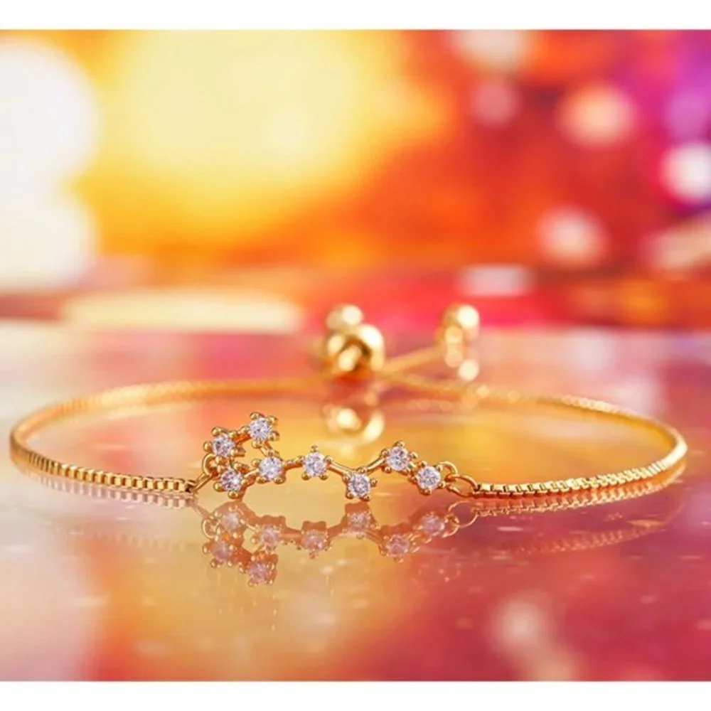 New Zodiac Beautiful 14k Gold Over Silver White Sapphire Scorpio Bracelet